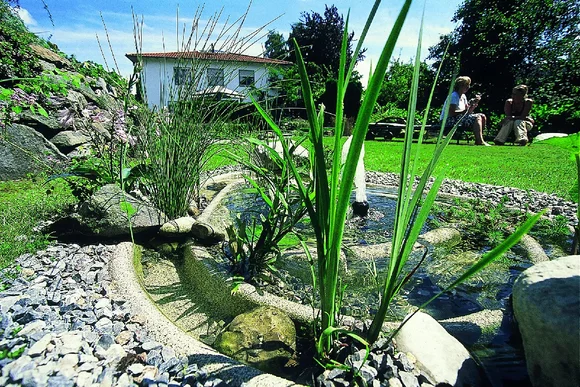 Gartenteich mit Springbrunnen